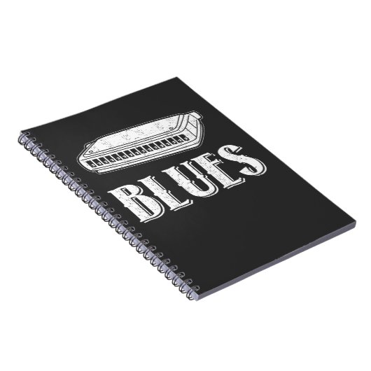 Blues Harmonica Gift - Retro Graphic Notitieboek (Rechterzijde)