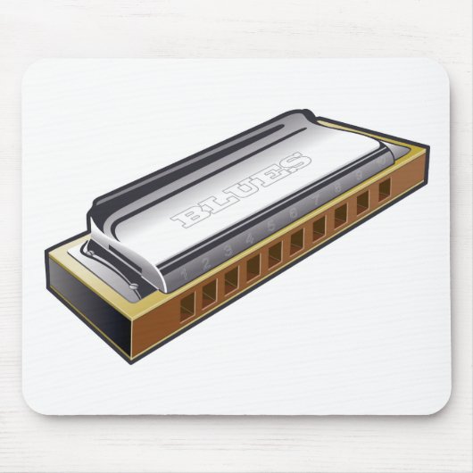 Blues Harmonica - Mousepad Muismat (Voorkant)