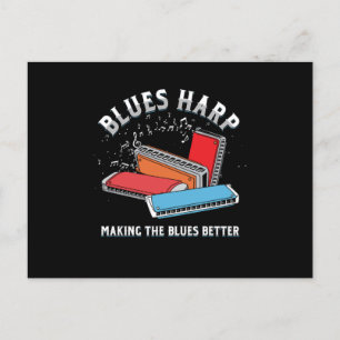 Blues Harp Harmonica Instrument Acoustic Band Gift Briefkaart