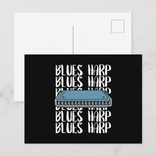 Blues Harp Harmonica Music Sound Instrument Gift Briefkaart (Voorkant / Achterkant)