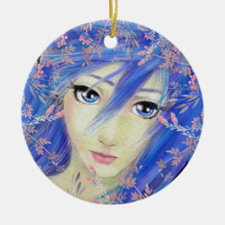 Blues hebben het originele anime meisje keramisch ornament
