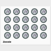 Blues Kaleidoscope Monogram Round Sticker, Glossy Ronde Sticker (Vel)