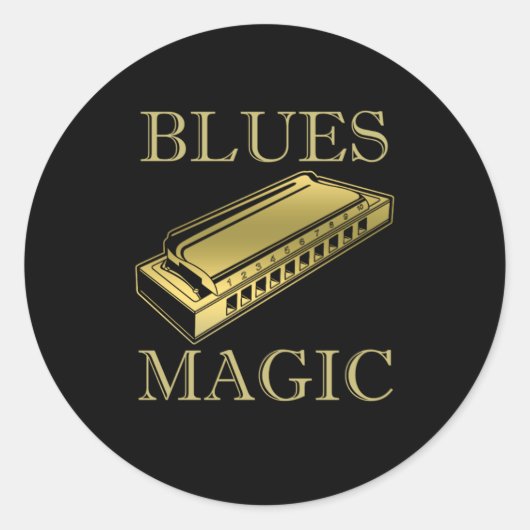Blues Magic Instrument Harmonica Music Sound Gift Ronde Sticker (Voorkant)
