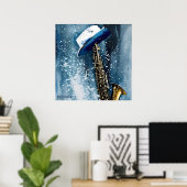 Blues Mused AI Fantasy Digitale Kunstprint Jazz Poster (Thuiskantoor)