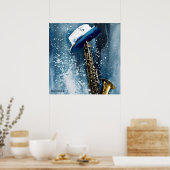 Blues Mused AI Fantasy Digitale Kunstprint Jazz Poster (Keuken)