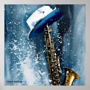 Blues Mused AI Fantasy Digitale Kunstprint Jazz Poster