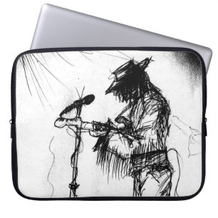 Blues Music Guitar Player en Band in Stage Laptop Sleeve