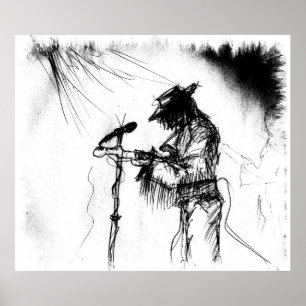 Blues Music Guitar Player en Band in Stage Poster