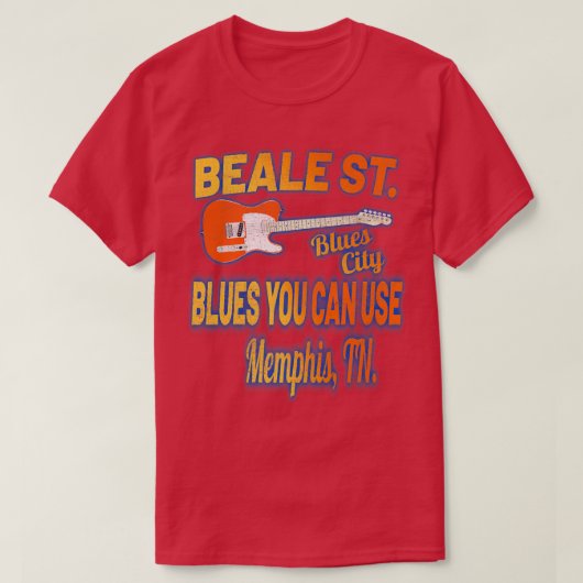Blues Music Memphis Beale Street Verenigde Staten T-shirt (Design voorkant)