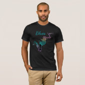 Blues Music Saxophone en Musical Notes T-shirt (Voorkant volledig)