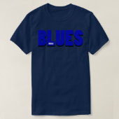 BLUES MUSICBlue White Text T-shirt (Design voorkant)