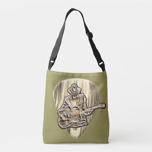 Blues Musician achter Pick - Voel de muziek Crossbody Tas (Achterkant)