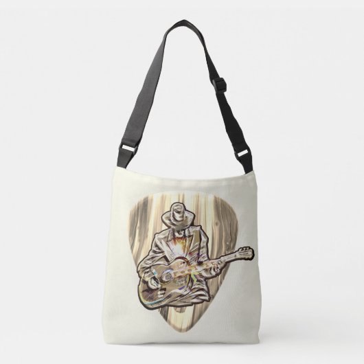 Blues Musician achter Pick - Voel de muziek Crossbody Tas (Voorkant)