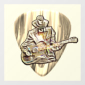 Blues Musician achter Pick - Voel de muziek Raamsticker (Vel)