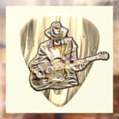Blues Musician achter Pick - Voel de muziek Raamsticker (Vel 2)
