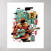 Blues musicus abstract poster (Voorkant)