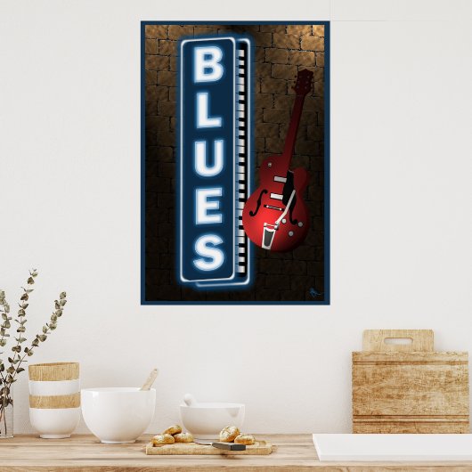 Blues Neon Sign Poster (Keuken)
