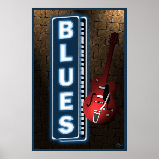 Blues Neon Sign Poster (Voorkant)