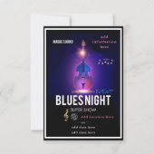 Blues Night Invitation Flat Card Bedankkaart (Voorkant)