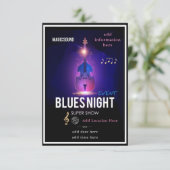 Blues Night Invitation Flat Card Bedankkaart (Staand voorkant)
