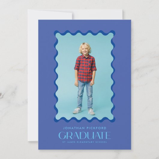 BlueS Photo 2025 Elementary Afstuderen Wavy Lijst Aankondiging (Voorkant)