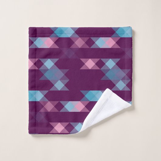 blues, pinks and purple geometric bad handdoek (Wasdoekje)