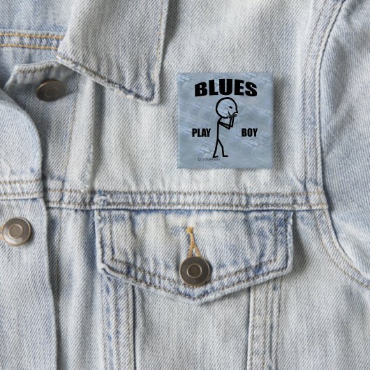 Blues Play Boy Vierkante Button 5,1 Cm (In situ)