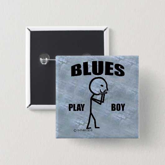 Blues Play Boy Vierkante Button 5,1 Cm (Voorkant /achterkant)
