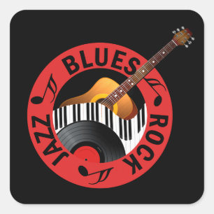Blues Rock en Jazz Vierkante Sticker