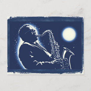 Blues Saxofonist Pop Art Musici Muziek Briefkaart