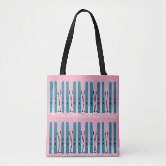 Blues ski's op roze achtergrond tote bag (Voorkant)