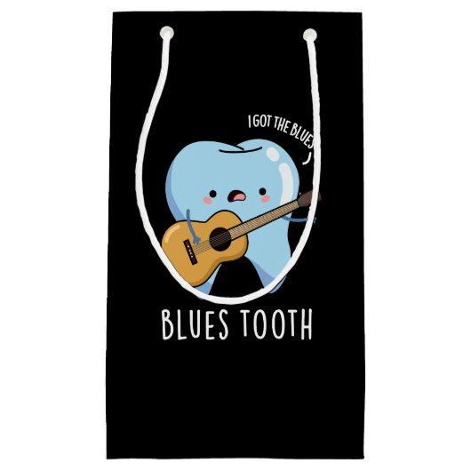 Blues Tooth Funny Dental Music Pun Dark BG Klein Cadeauzakje (Voorkant)