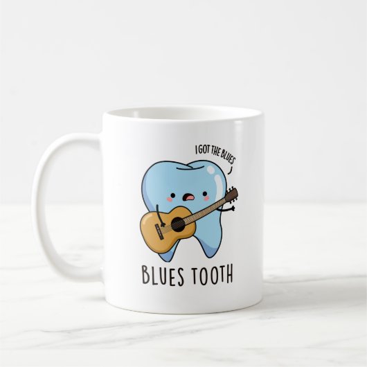 Blues Tooth Funny Dental Music Pun Koffiemok (Links)