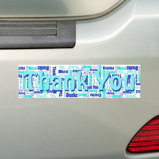 Blues Typography Multilingual Dankuwel Bumpersticker (Op auto)