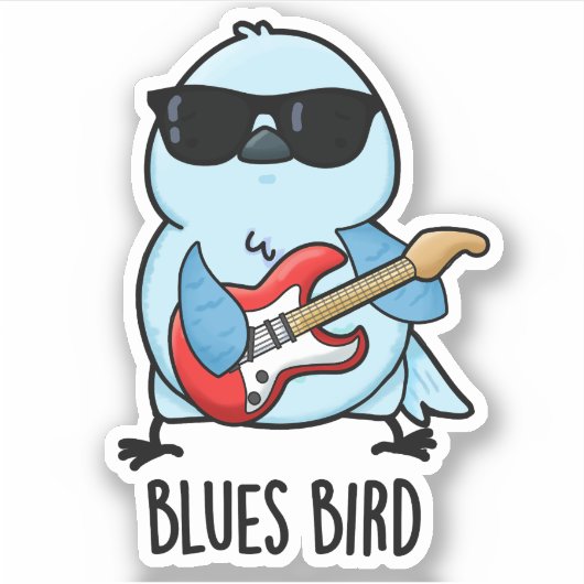 Blues Vogel Grappige Blauwe Vogel Woordspeling Sticker (Voorkant)
