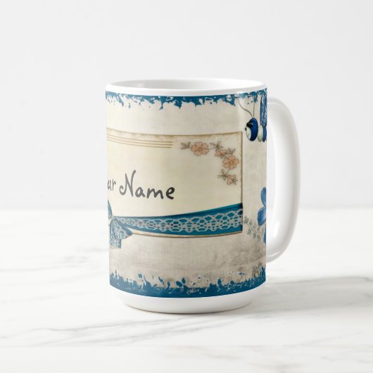  Blues Whimsical Custom Name Mok (Voorkant rechts)