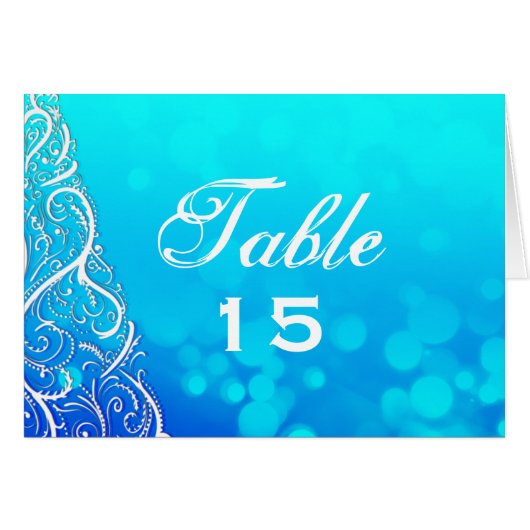 Blues Winter Flourishes Table Number Card (Voorkant Horizontaal)