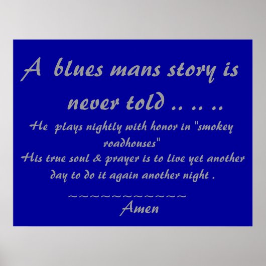 Bluesmans Prayer ... .. .. Poster (Voorkant)
