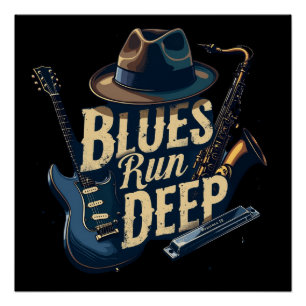 Bluesmuziek Retro Esthetiek Vintage Jazz Perfect Poster