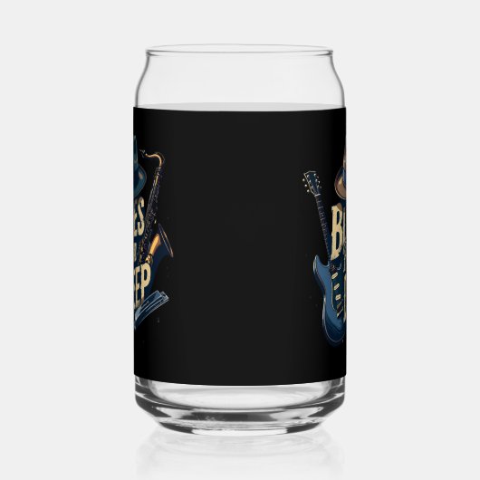 Bluesmuziek retro esthetische jazz blikvorm glas (Links)