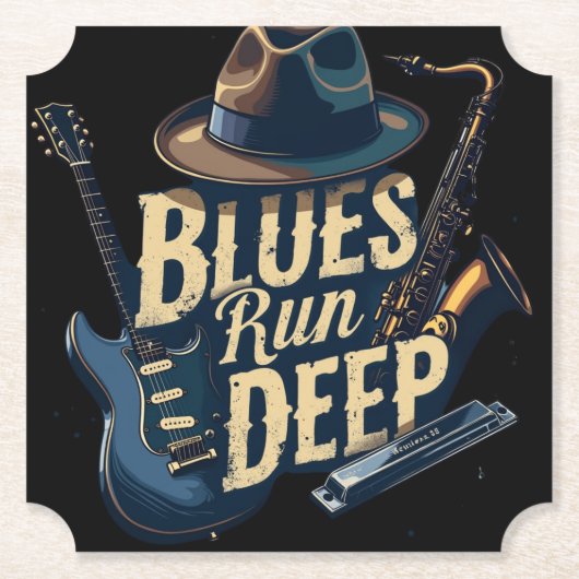 Bluesmuziek retro esthetische jazz kartonnen onderzetters (Voorkant)