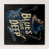 Bluesmuziek retro esthetische jazz legpuzzel (Horizontaal)