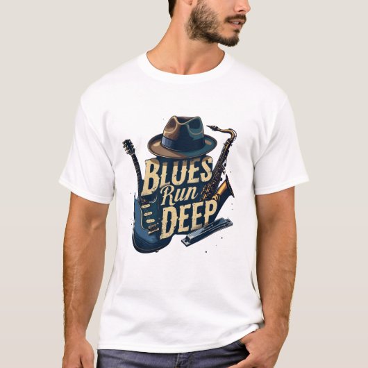 Bluesmuziek retro esthetische  jazz t-shirt (Voorkant)