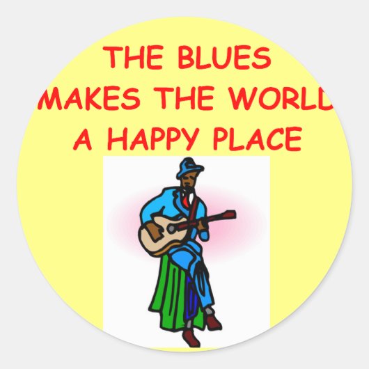 bluesmuziek ronde sticker (Voorkant)