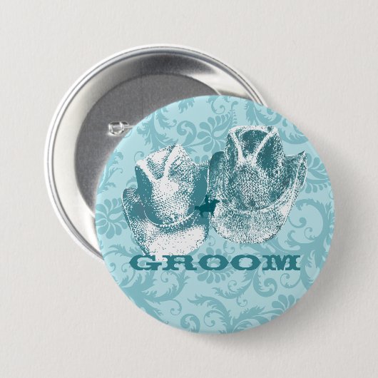 Bluestone Blauwgroen Western paard Ranch Boerderij Ronde Button 7,6 Cm (Voorkant /achterkant)