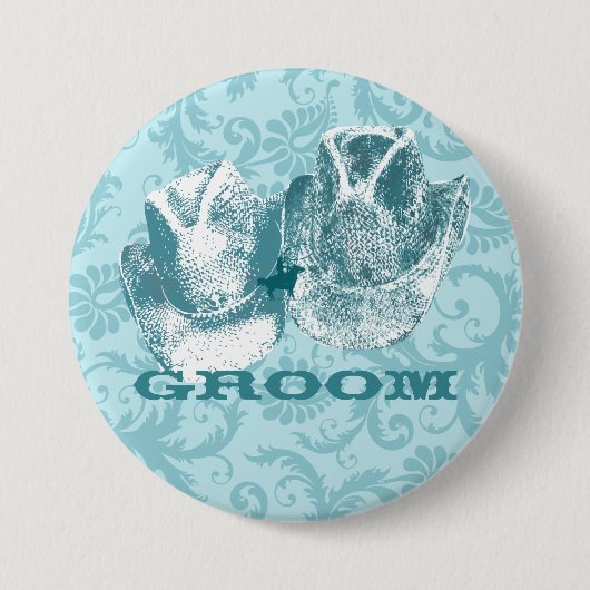 Bluestone Blauwgroen Western paard Ranch Boerderij Ronde Button 7,6 Cm (Voorkant)