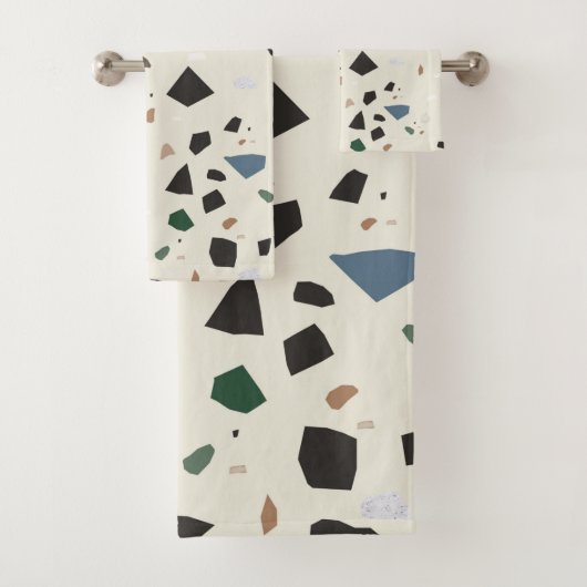 Bluestone Eden Green Black Terrazzo #1 Bad Handdoek (Insitu)