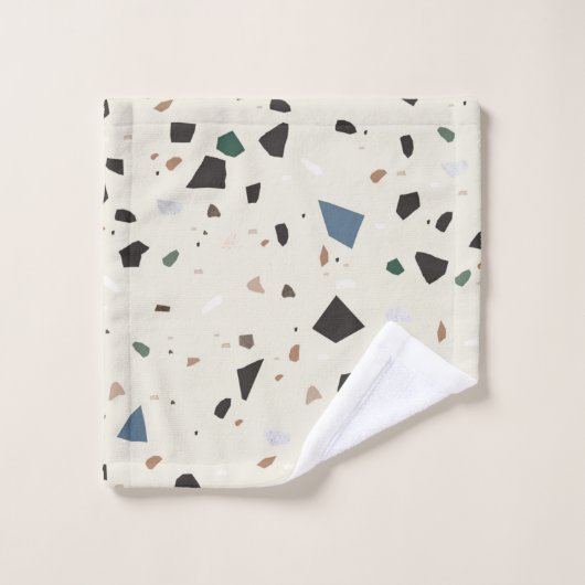 Bluestone Eden Green Black Terrazzo #1 Bad Handdoek (Wasdoekje)