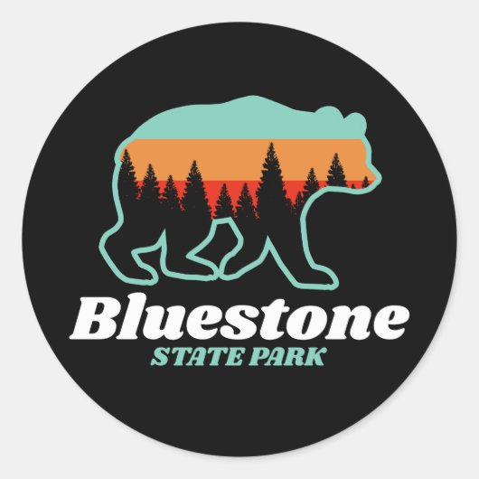 Bluestone State Park West Virginia Beer Retro Ronde Sticker (Voorkant)