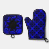 Bluesy Blue Gradient Star Bow Ovenwant & Pannenlap Set (Voorkant)